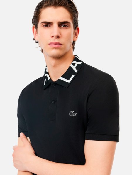 Camisa Gola Polo Lacoste Preta Polo Lacoste Slim Fit PH7495 Preto