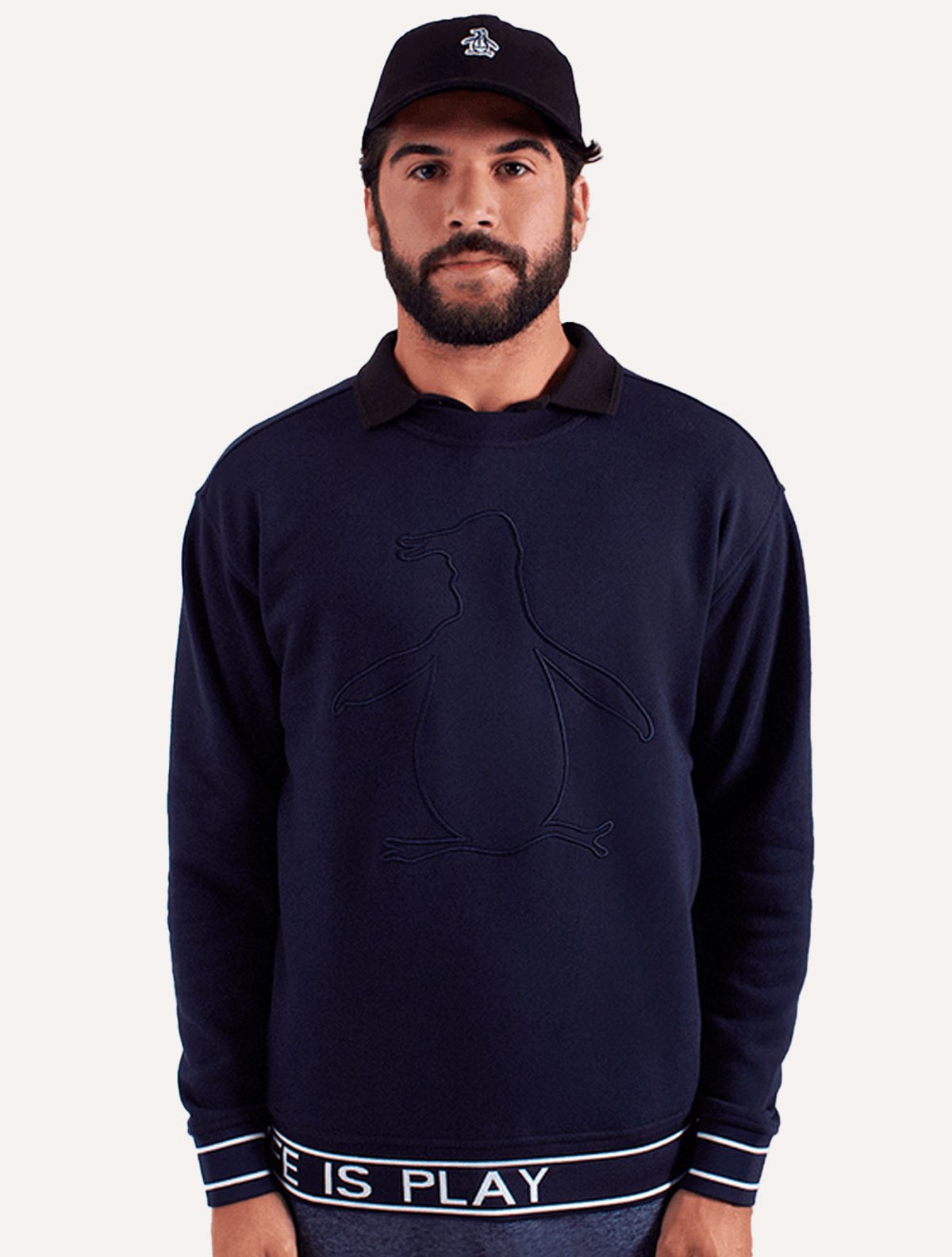 トップス penguin89 Blusa Original Penguin Masculina Regular Moletom OPKS30080 Azul