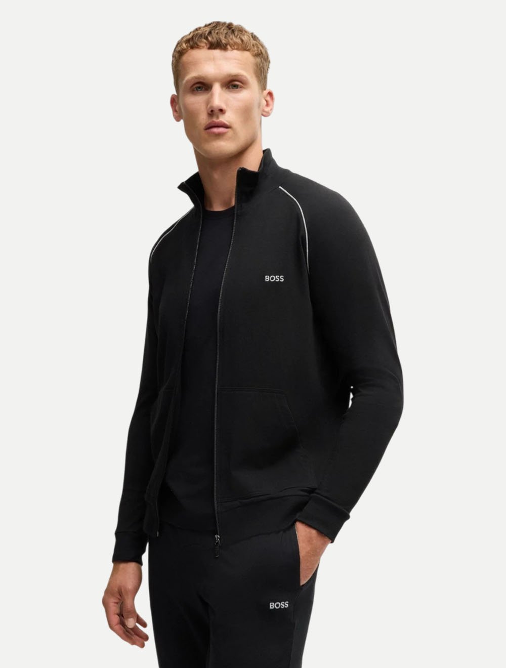 Jaqueta Hugo Boss Masculina Regular Malha Mix&Match Z Preta