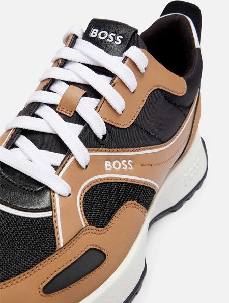 Tênis Hugo Boss Masculino Jonah Runn Preto/Bege | Adamanto Store