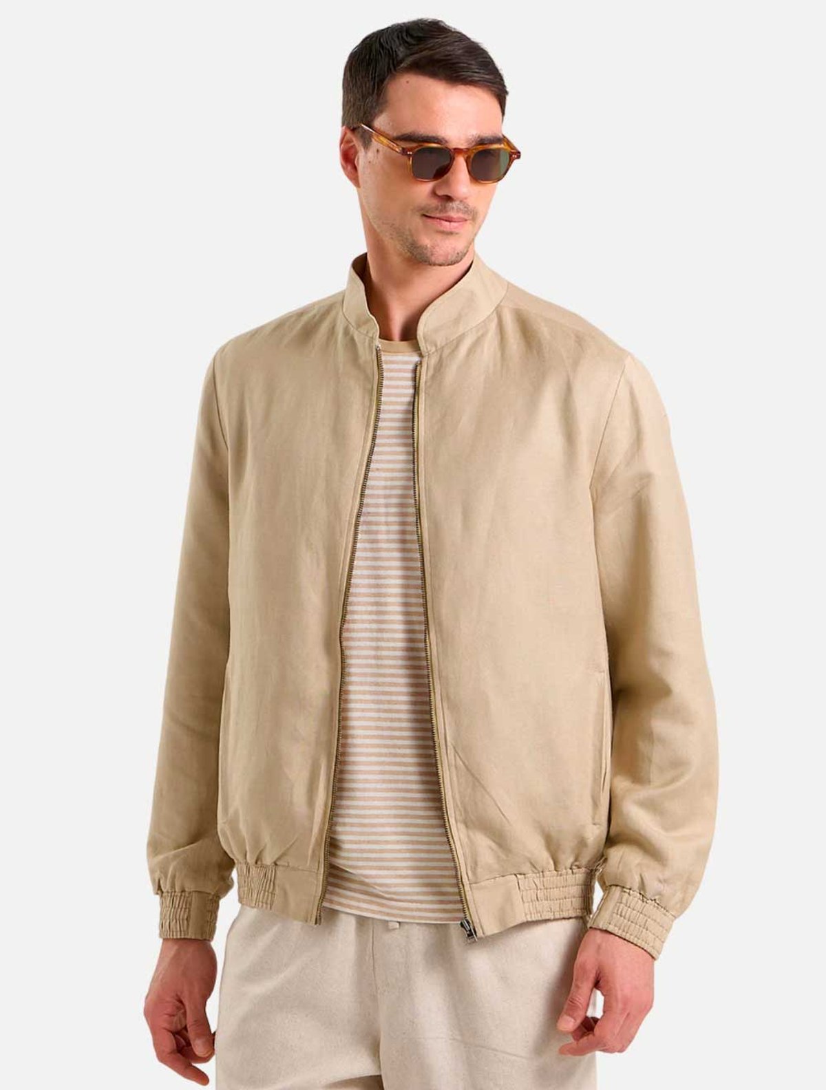 Jaqueta Zak Masculina Bomber Linho Slim ML 52Y1001 Areia