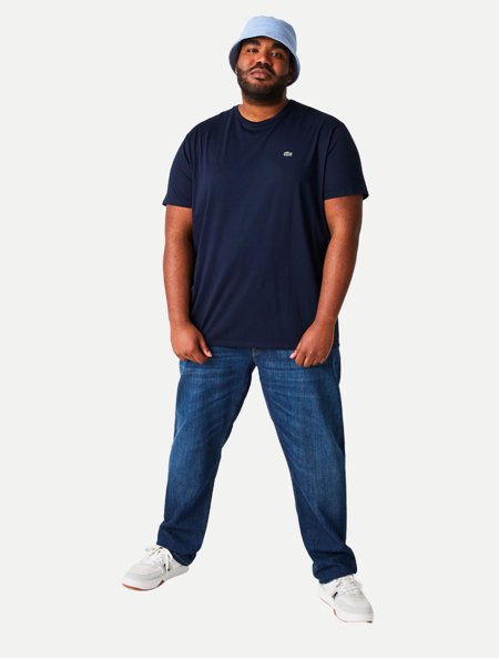 Camiseta Lacoste Masculina Regular Fit Pima TH6709 Azul Marinho