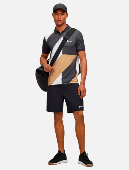 【新品】BOSS x Matteo Berrettini ショートパンツ Bermuda Hugo Boss x Matteo Berrettini Masculina Straight Fit Preta