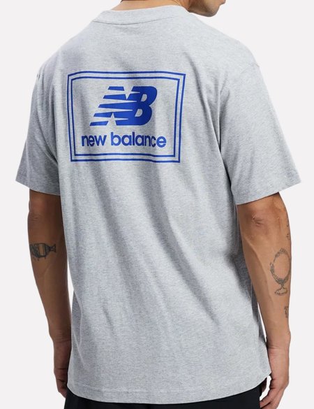 Camiseta New Balance Masculina Relaxed Woven Label Cinza Mescla