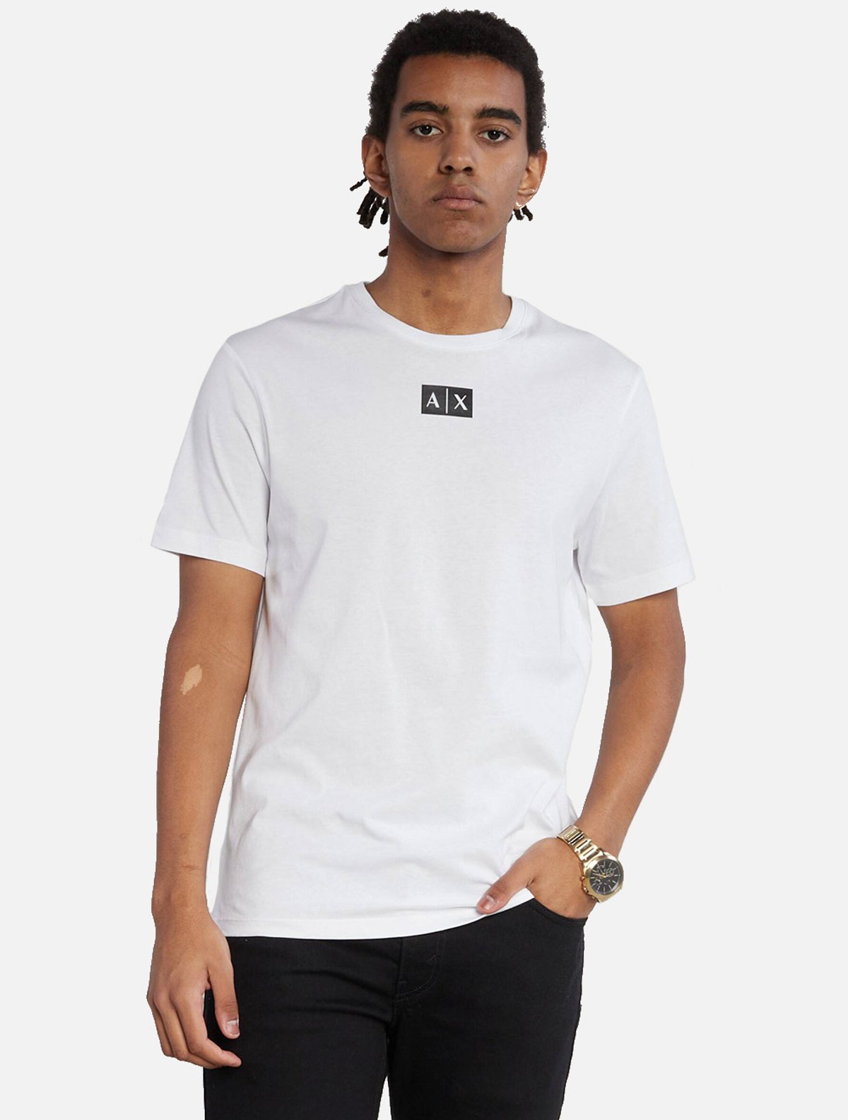 Camiseta Armani Exchange Masculina Regular Tex 6RZTEX Branca