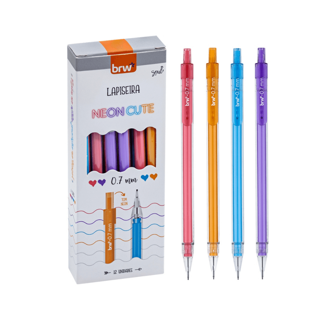 Lapiseira Plástica 0.7mm Neoncute - BRW - CX 12 UND | Atacado