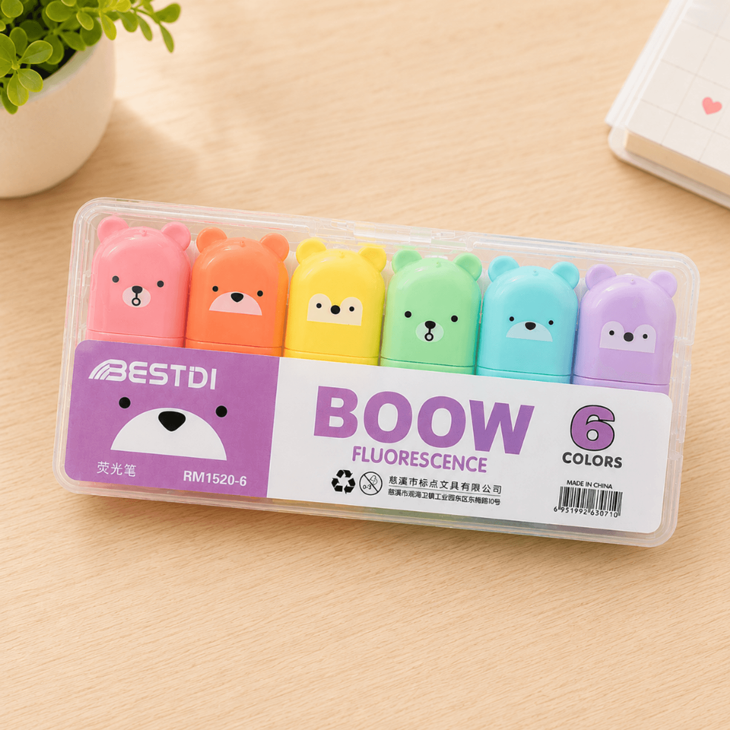 Marca Texto Ursinho Boow 6 UND - IMPORTADO - BLISTER | Atacado Papelândia