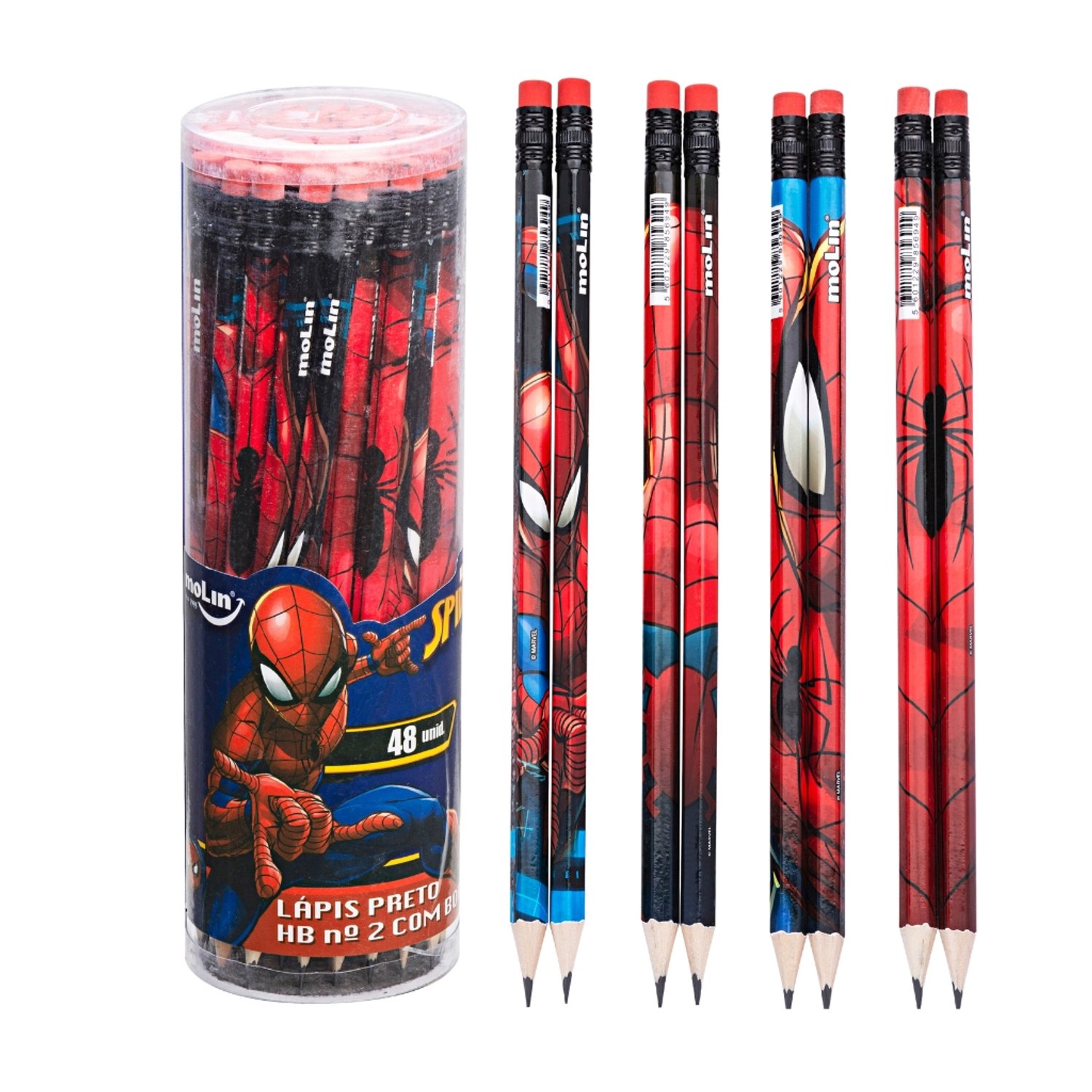 Lápis Preto HB c/ Borracha Homem Aranha MOLIN - Pacote 12 UND | Atacado ...
