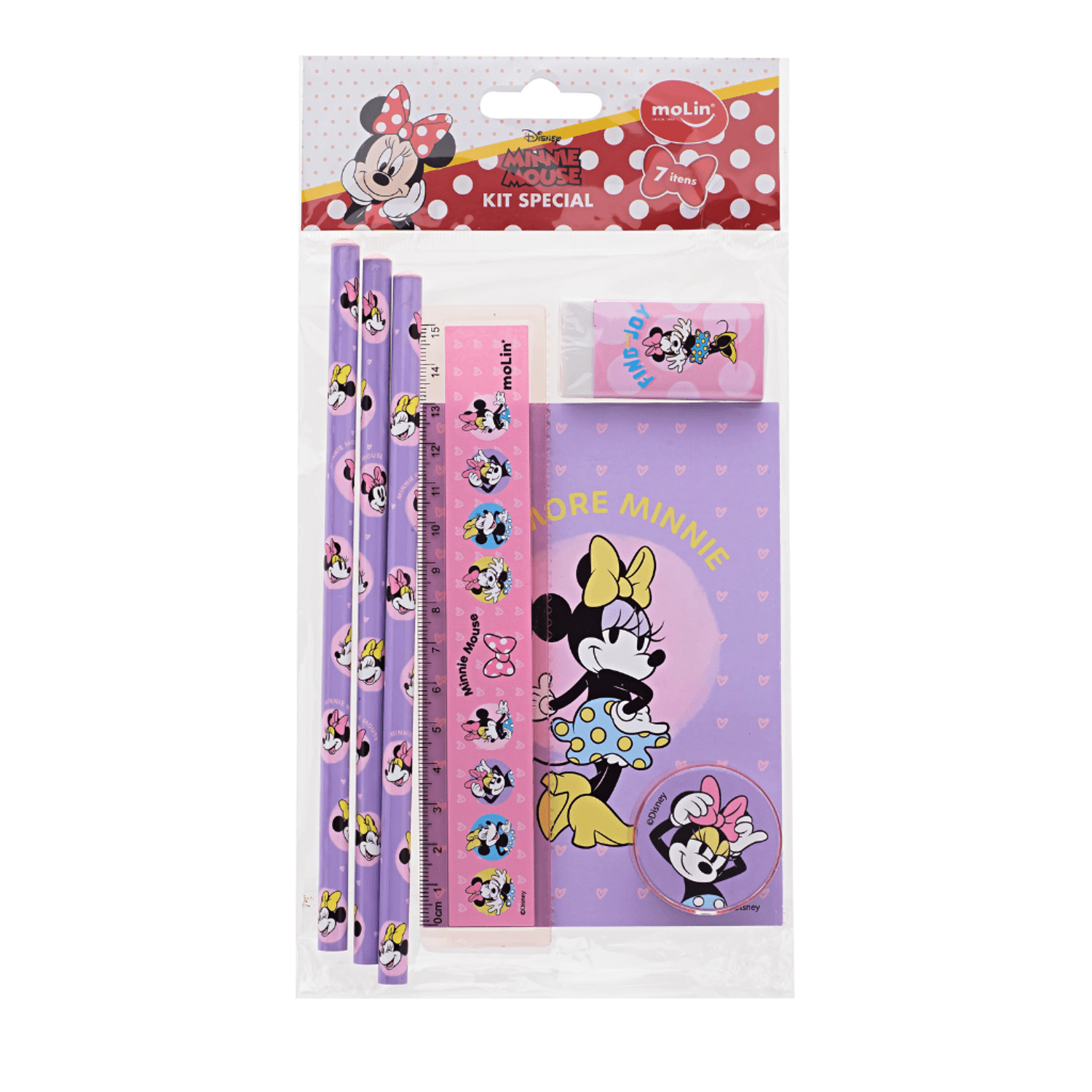 Kit Especial Minnie Mouse 7 Peças MOLIN - BLISTER | Atacado Papelândia