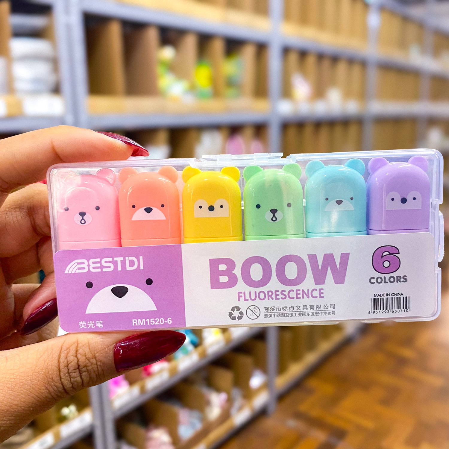 Marca Texto Ursinho Boow 6 UND - IMPORTADO - BLISTER | Atacado Papelândia