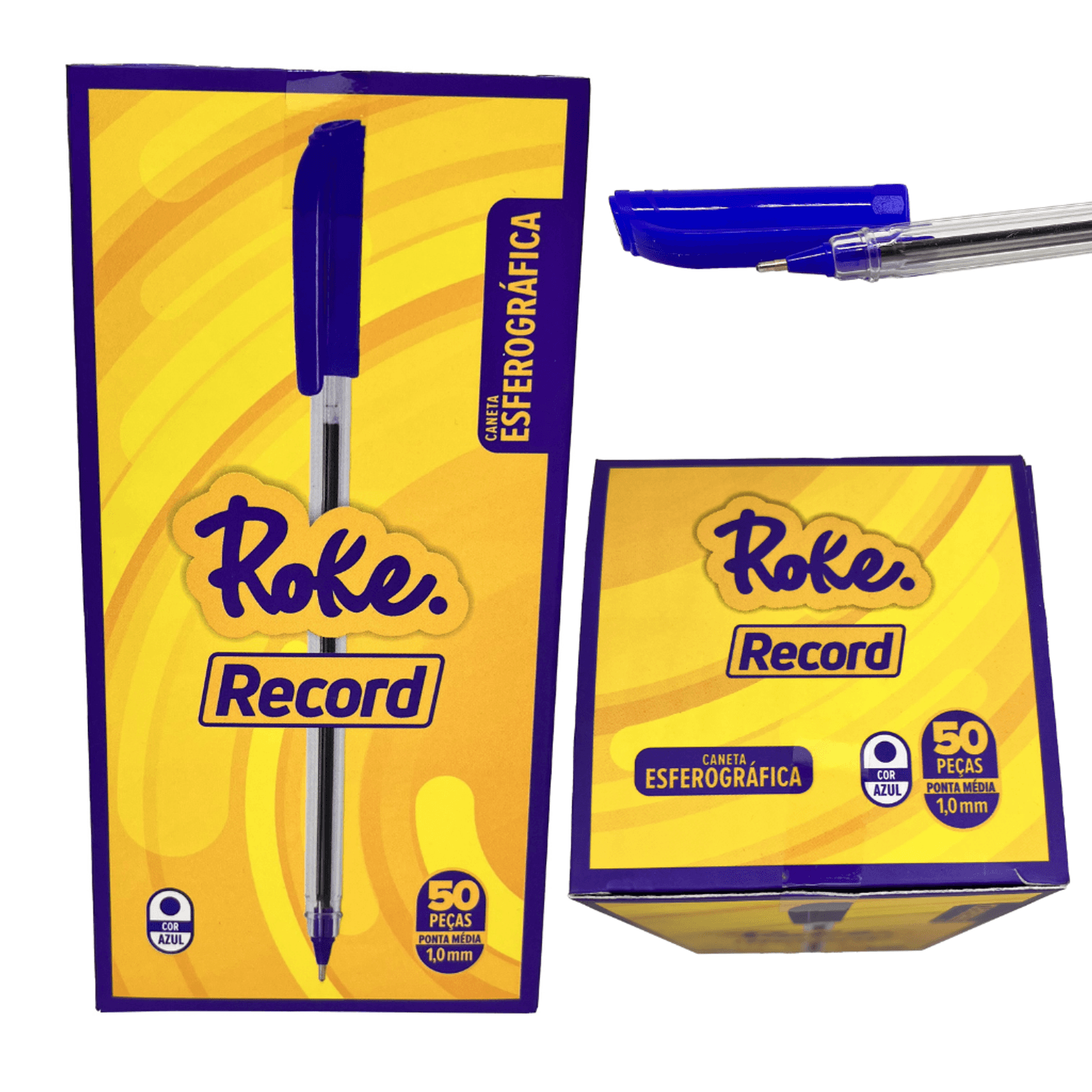 Caneta Esferográfica Transparente AZUL 1.0 mm Record - ROKE - UND ...