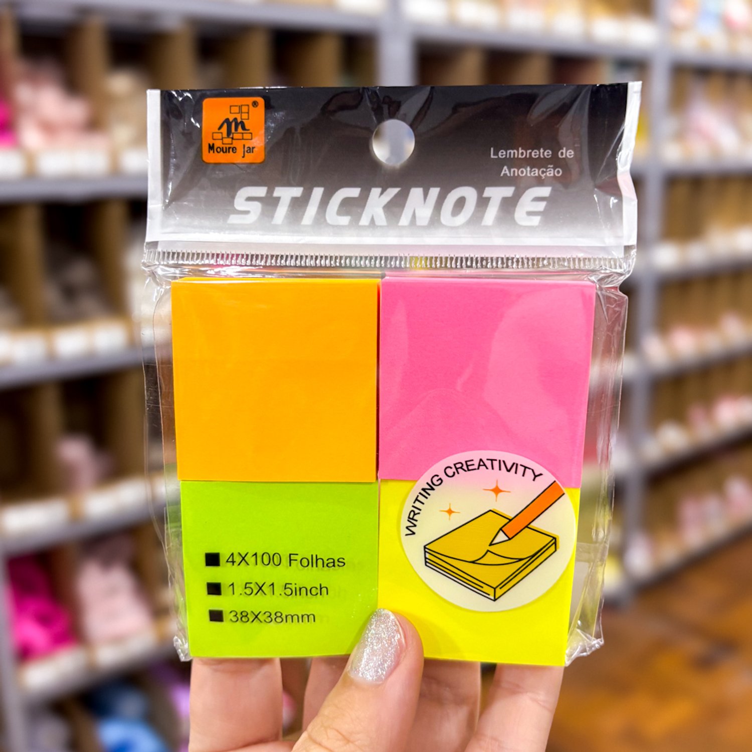 Kit c/ 4 Blocos de Notas Color NEON 7,6x7,6cm - IMPORTADO - UND ...