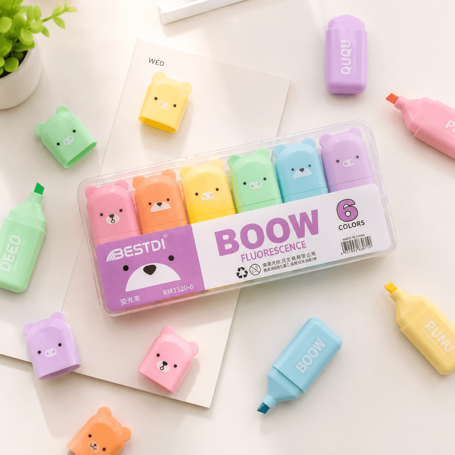 Marca Texto Ursinho Boow 6 UND - IMPORTADO - BLISTER | Atacado Papelândia