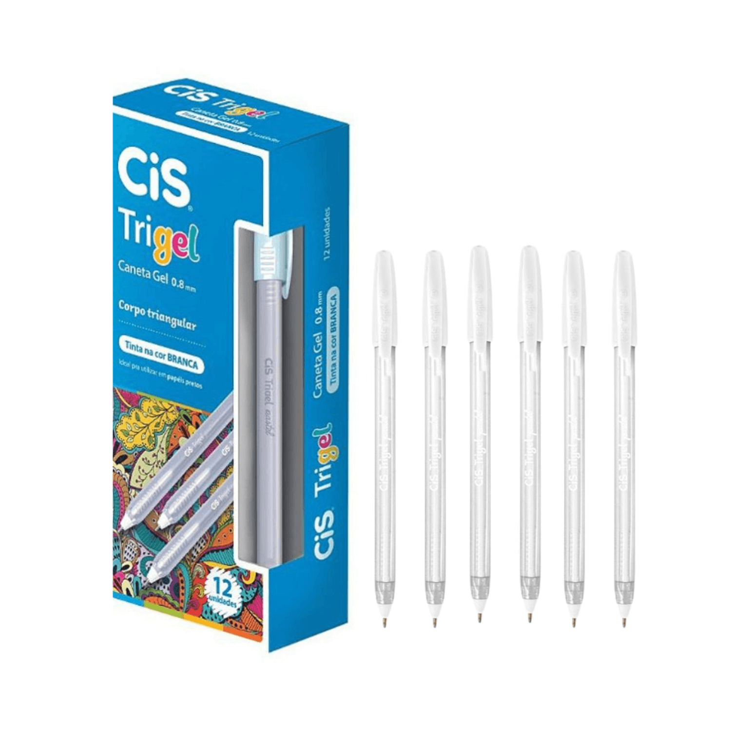 Caneta Trigel Branca 1.0 mm - CIS - CX 12 UND | Atacado Papelândia