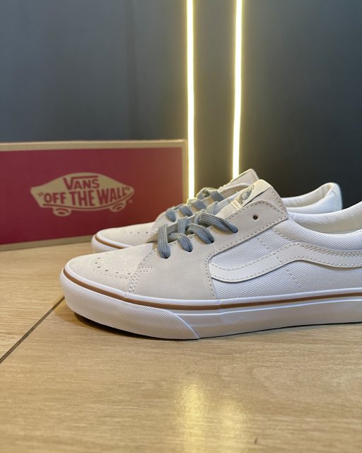 Tênis Vans Sk8 LOW Twill Marshmallow Stradi Skate Surf