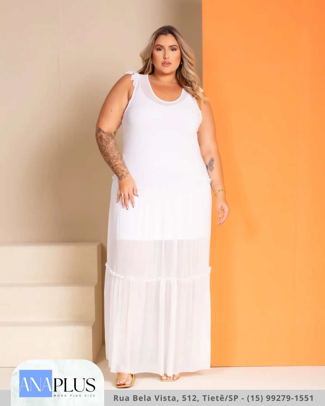Plus Size Vestido Longo Tule Branco Vestido Longo Com Renda Na