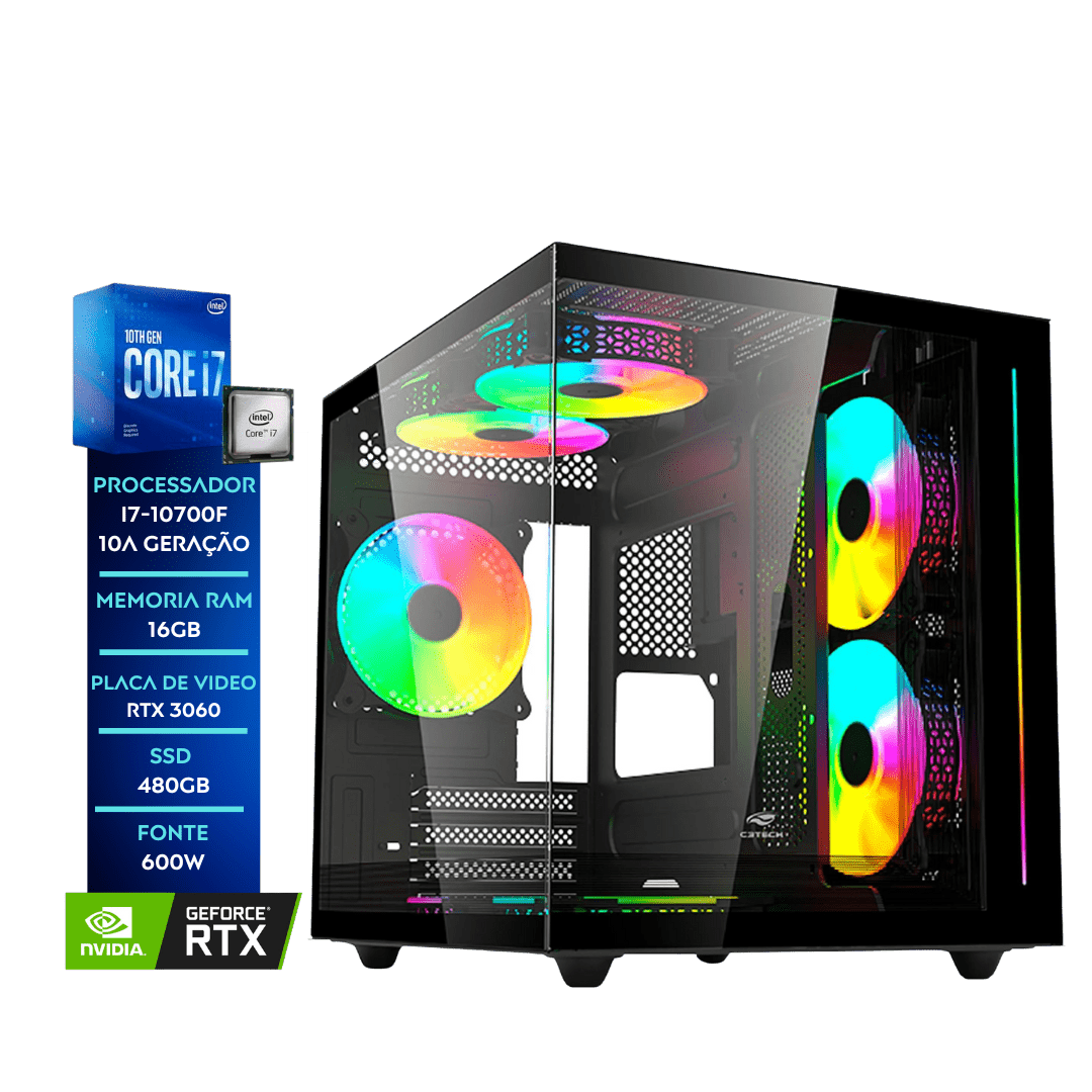 PC Santo Gamer Soldier 2 - i7-10700F/16GB DDR4/RTX 3060 12GB/SSD 480GB/600W  | Santo Gamer