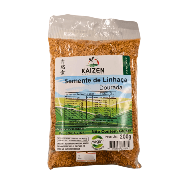 Semente de Linhaça Dourada Kaizen 200g | Rica em Ômega-3 e ...