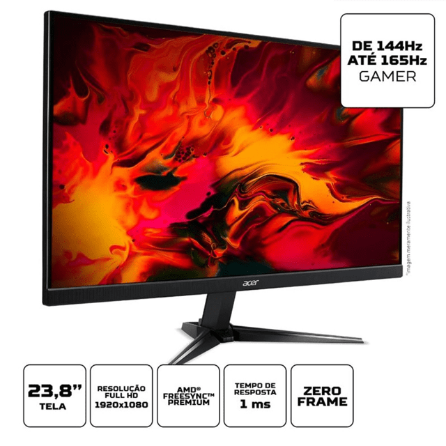 Monitor Gamer Acer Nitro QG241Y 23.8", Full HD, 2x HDMI, 1x Display Port, 144 a 165Hz, 1ms, AMD FreeSync Premium