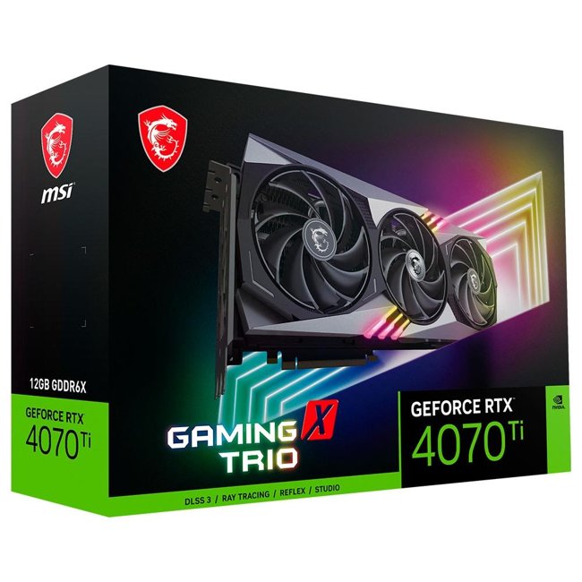 Placa de Vídeo MSI NVIDIA GeForce RTX 4070 Ti Gaming X Trio, 12GB, GDDR6X, 192 Bits, DLSS, Ray Tracing, 912-V513-008.