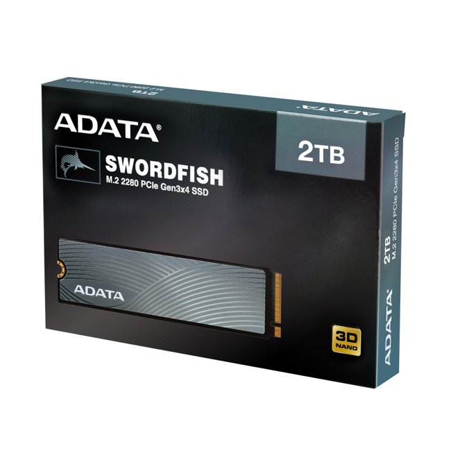 SSD Adata Swordfish, 2TB, M.2 PCIe, Leituras: 1800MB/s e Gravações: 1200MB/s – ASWORDFISH-2T-C.