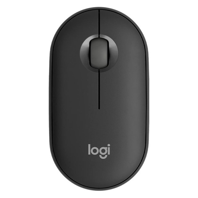 Mouse Logitech Pebble Mouse 2 M350s, Grafite, Bluetooth e Pilha inclusa, Clique Silencioso, Preto - 910-007049