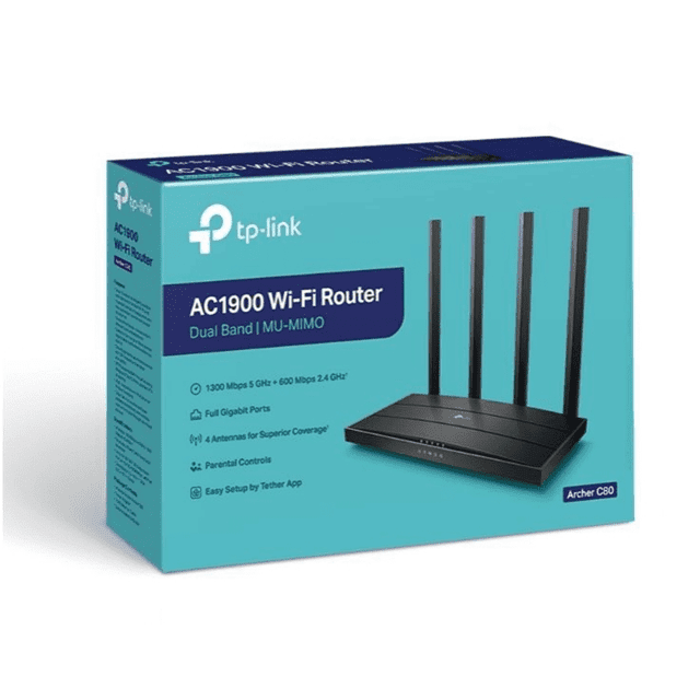 Roteador TPLink Archer C80 AC1900 Mbps Wireless MUMIMO 3X3 Gigabit