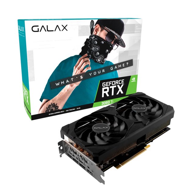 Placa de Video GALAX GeForce RTX 3060 Ti (1 Click OC Plus), 8GB, LHR, GDDR6X, DLSS, Ray Tracing, 36ISM6MD2KCV