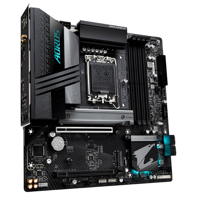 Placa Mãe Gigabyte B760M Aorus Pro AX, Wi-Fi, Chipset B760, Intel LGA 1700, mATX, DDR5