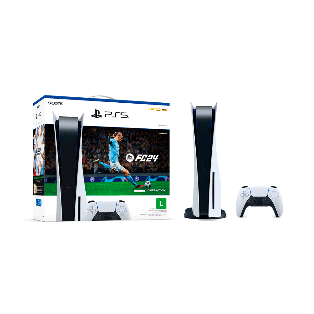 Console Sony PS5 (Playstation 5) Físico 825GB com Disco + Jogo FC 2024 +  Controle sem Fio Sony