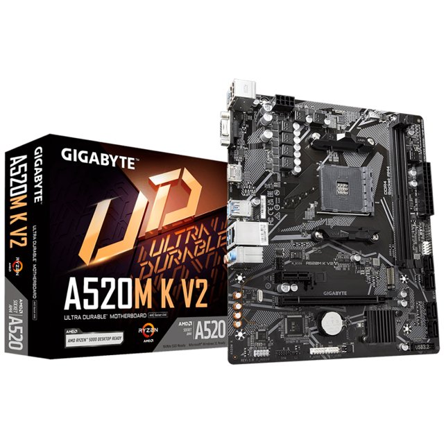 Placa Mãe Gigabyte A520M K V2, Chipset A520, AMD, Socket AM4, mATX, DDR4