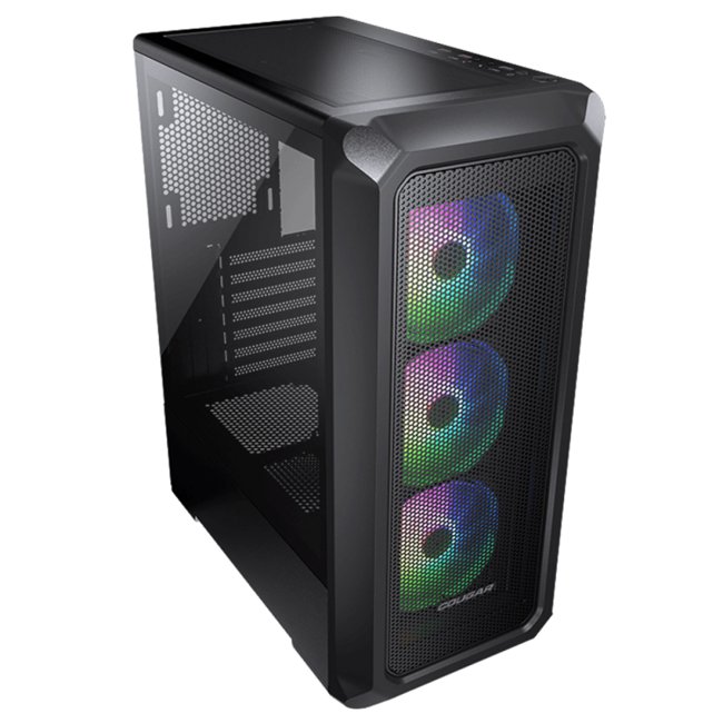 Gabinete Gamer Cougar Archon 2 Mesh RGB, Mid Tower, Vidro Temperado, ATX, Black, Sem Fonte, Com 3 Fans - 385CC50.0001.