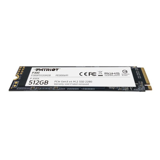 SSD Patriot P300, 512GB, M.2 NVMe 1.3, Leituras: 1700MB/s e Gravações: 1100MB/s - P300P512GM28.