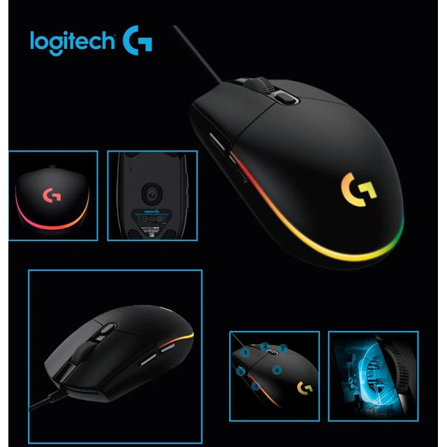 Mouse Gamer Logitech G203 LIGHTSYNC Preto - 910-005793 | ITX Gamer