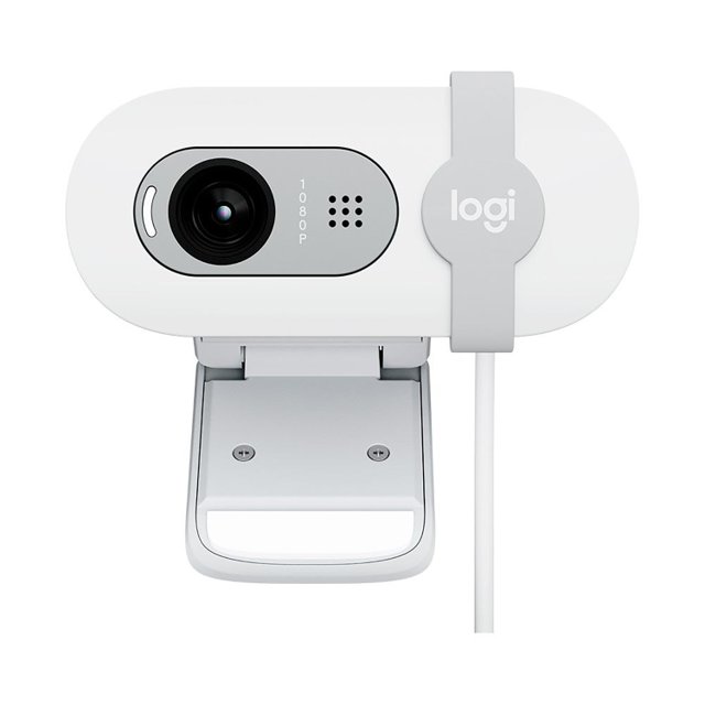 Webcam Logitech BRIO 100 Full HD, Microfone, USB-C, Correção Automática, Microfone, Branco - 960-001615