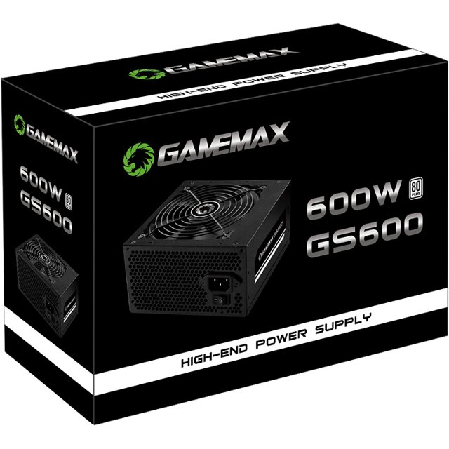 Fonte Gamemax 600W 80 Plus White, PFC Ativo, Preto - GS600