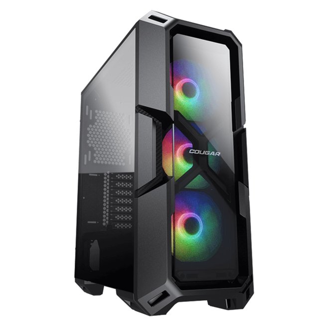 Gabinete Gamer Cougar MX440-G RGB, Mid Tower, Vidro Temperado, ATX, Black, 3 Fans RGB, Sem Fonte - 3856C20.0005.