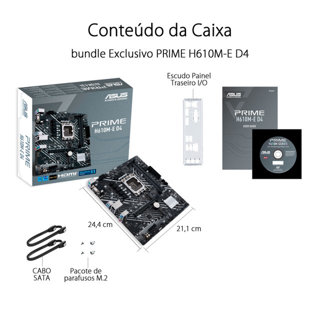 Placa Mãe Asus Prime H610M-E D4, Chipset H610, Intel LGA 1700