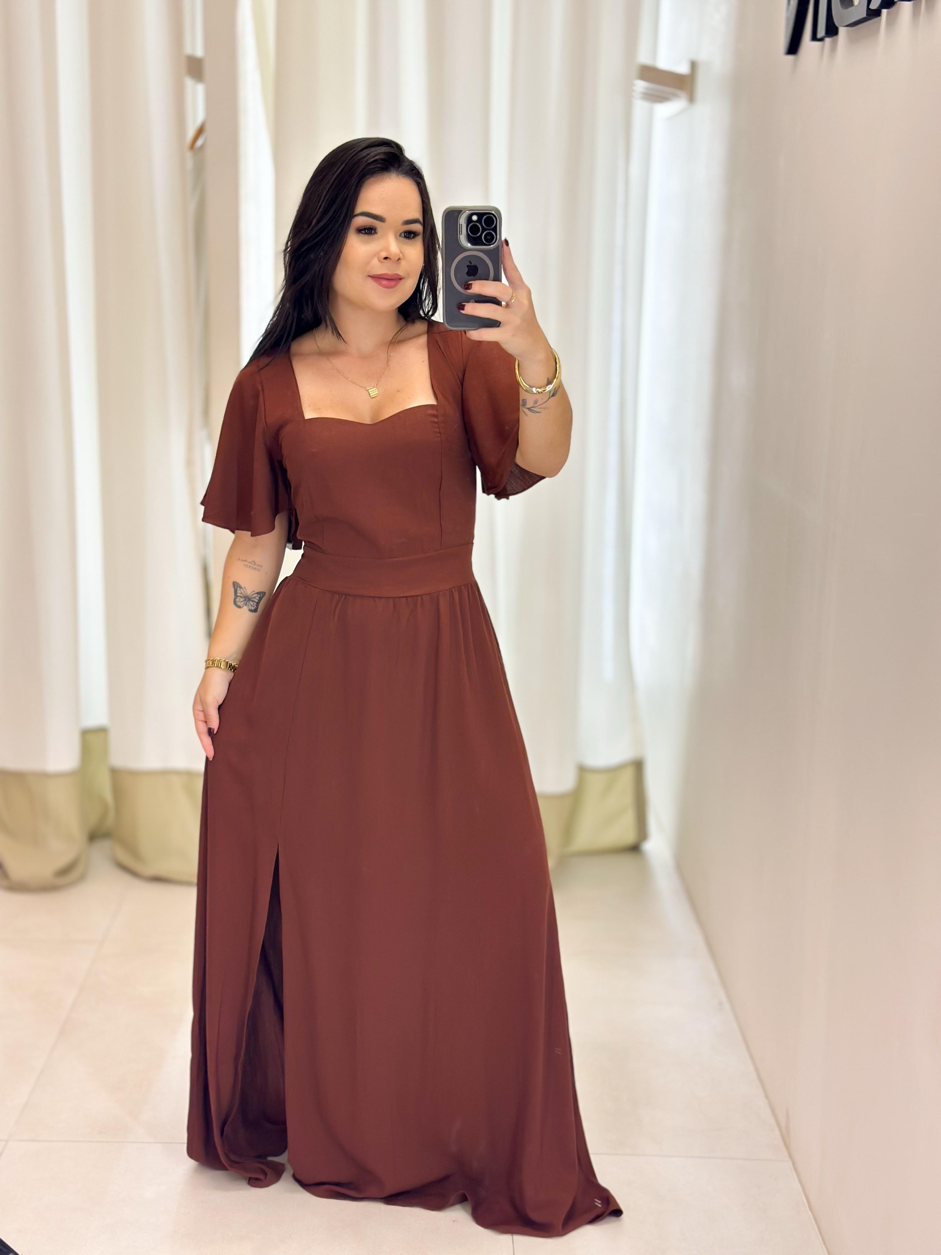 Decote Quadrado Vestido Decote Princesa Vestido Longo Decote