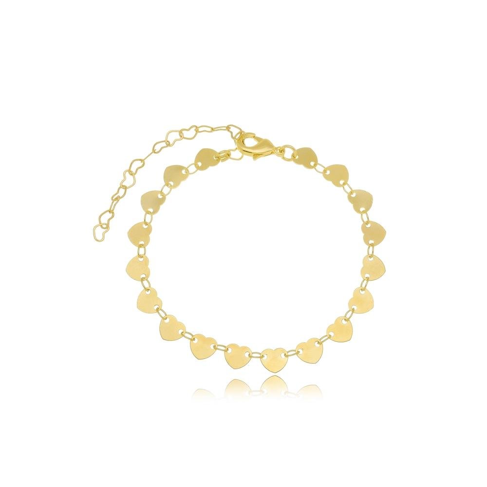 Pulseira Carol com corrente de coração liso banhada a ouro 18k | Pri Joias