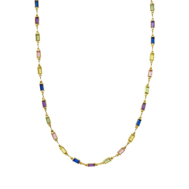 Choker com corrente retangular colorida Adele banhada a ouro 18k | Pri ...