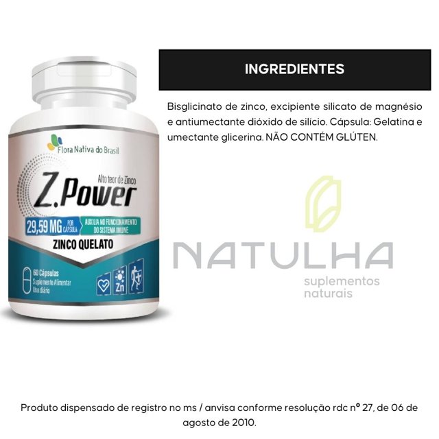 Z-Power (Zinco Quelato) 60 Cápsulas - Flora Nativa
