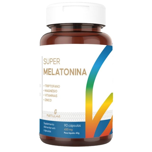 Super Melatonina com Triptofano, Magnésio, Zinco e Vitaminas 90 cápsulas - Natulha