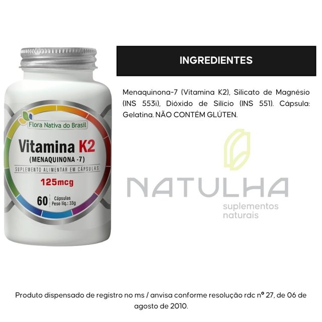 Vitamina k2 (Menaquinona-7)  60 cápsulas - Flora Nativa