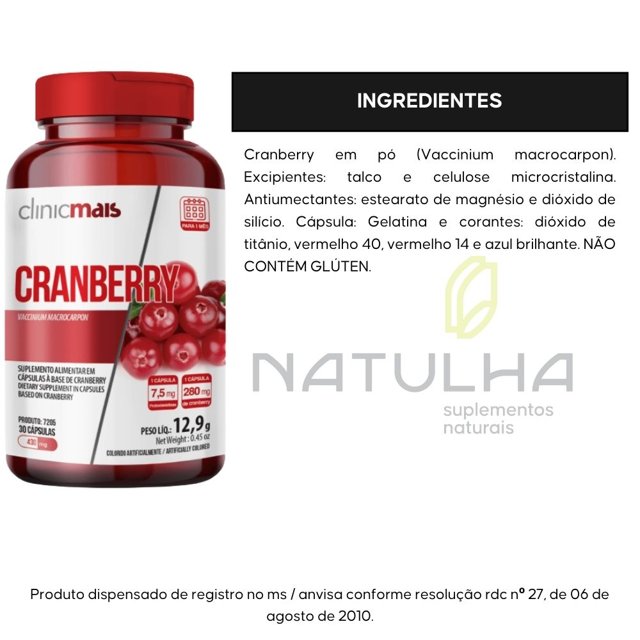 Cranberry 30 cápsulas - Clinicmais