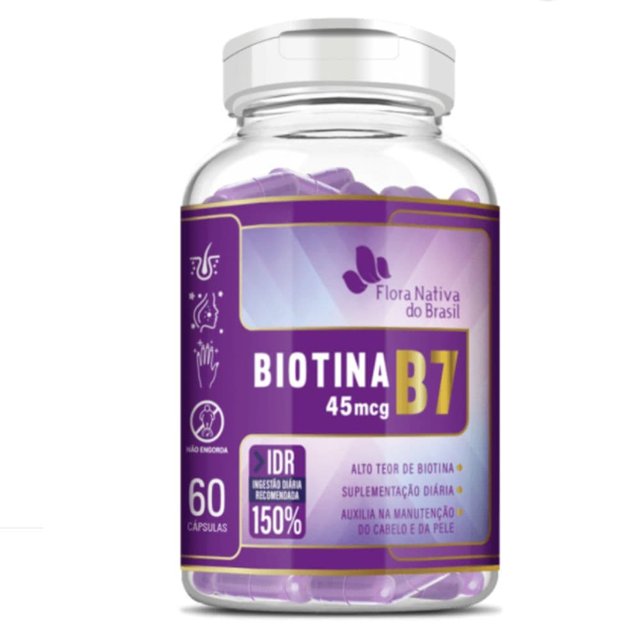 Biotina 45 mcg 150% (Vitamina B7) 60 cápsulas - Flora Nativa