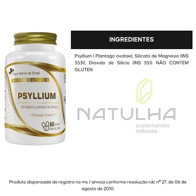 Psyllium 500mg 60 Cápsulas - Flora Nativa