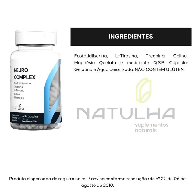 NeuroComplex (Fosfatidilserina, Treonato, Lisina, Colina)  60 cápsulas - Natulha