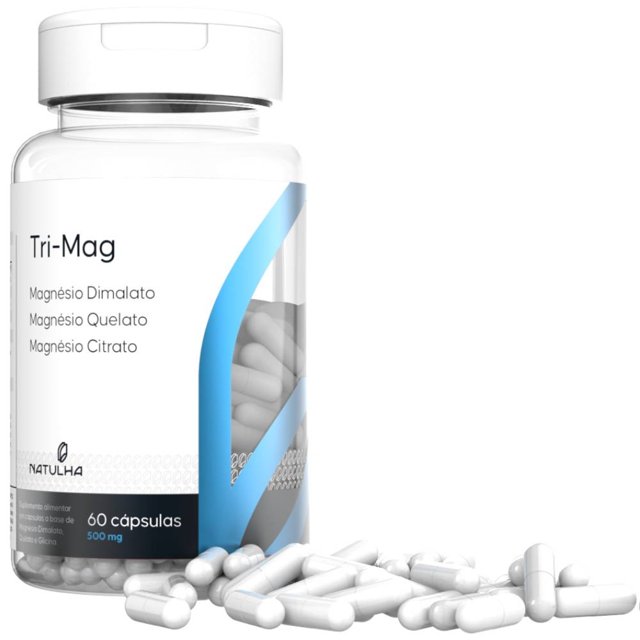 TRI-MAG ( Magnésio Dimalato, Quelato e Citrato) 60 cápsulas - Natulha