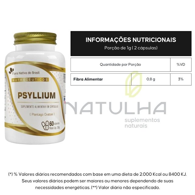 Psyllium 500mg 60 Cápsulas - Flora Nativa